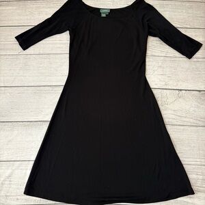 Lauren by Ralph Lauren Elegant Black 3/4 Sleeve Dress Size Large